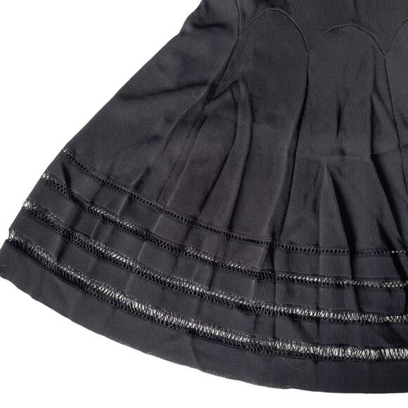 Alexander McQueen Knit Sheer Shirred Dress A Line Cocktail Party Black S EUC - Picture 6 of 15